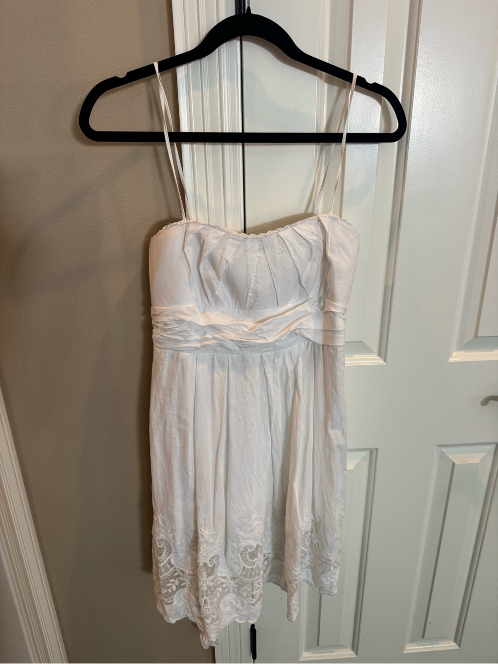 City Triangles White Strapless Embroidered Hem Dress